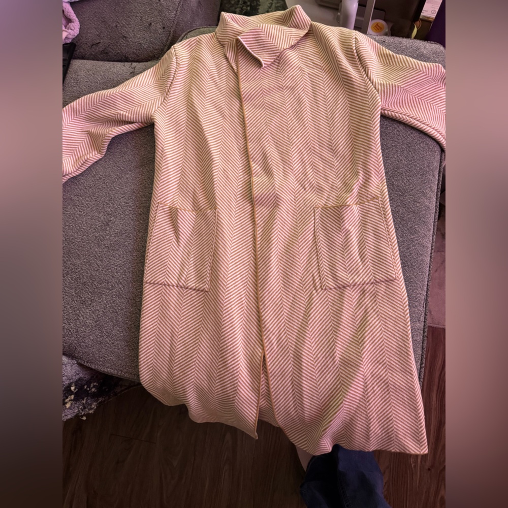 Striped Beige and White Coat